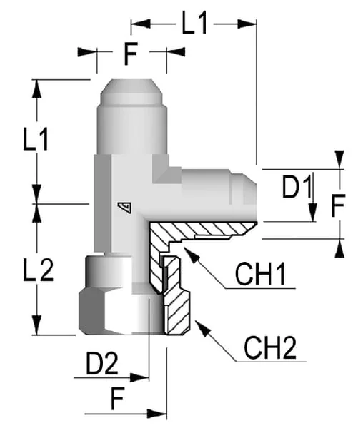 Alfagomma - LOU26 - T-Fitting F-M JIC 1 5/8" UNF