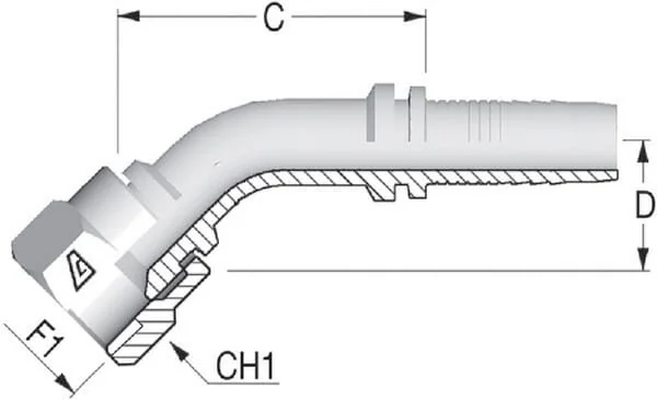 Alfagomma - PA101245 - Insert DN10-3/4-UNF-45°