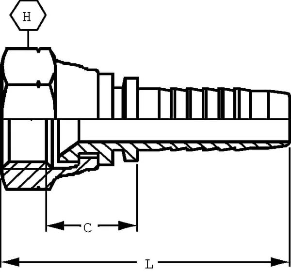 Alfagomma - PA1012SW22 - DN10-3/4 UNF-SW22 Swage Coupling