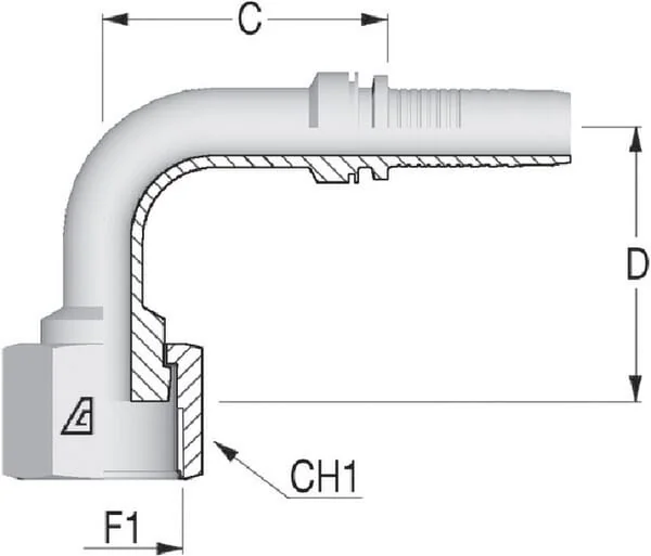 ALFAGOMMA - PAV202390 - 3/4 Column 17/16-ORFS BI-DR. 90°