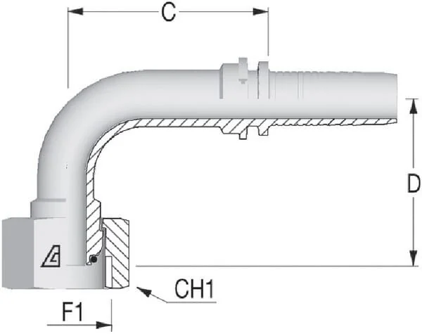ALFAGOMMA - PF322090 - HOSE PILLAR-BSP-90-1.1/4X1.1/4