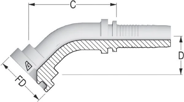 Alfagomma - PFL13845 - Alfagomma Pillar + Flange DN13-Diameter 30.2 mm-45°