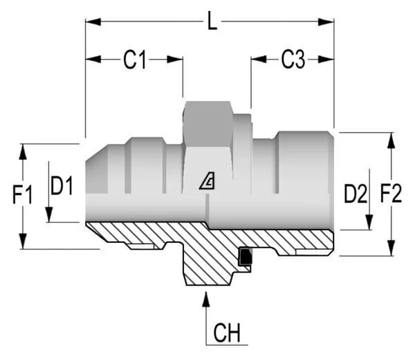 Alfagomma - RIB3024WD - Male Stud 1-7/8 JIC x 1 1/2 BSP