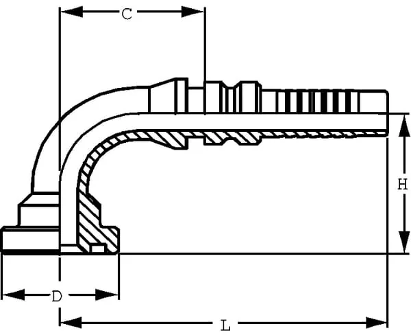 Alfagomma - SFLH201290G2 - Hydraulic Coupler 4SH-DN20 With Flange Diameter 38.1 mm 90°