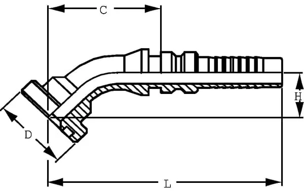 Alfagomma - SFLH322445G2 - Hydraulic Coupler 4SH-DN32 With Flange Diameter 60.3 mm 45°