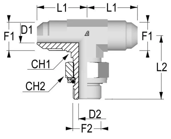 Alfagomma - TIB0702 - Adaptor-T 7/16" Jic x 1/8" Bsp