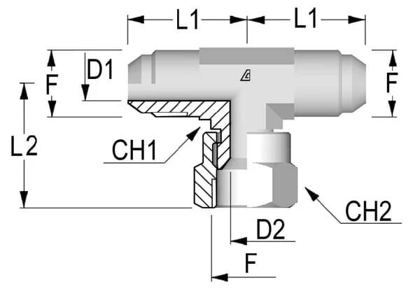 Alfagomma - TOU08 - T-Stud M/M/F 1/2 JIC