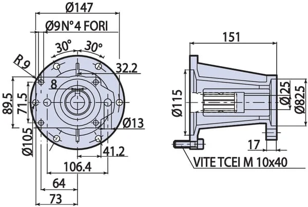 Annovi Reverberi - AR1568 - Bell Housing Danfoss-Motor OMP/OMR 25mm Shaft