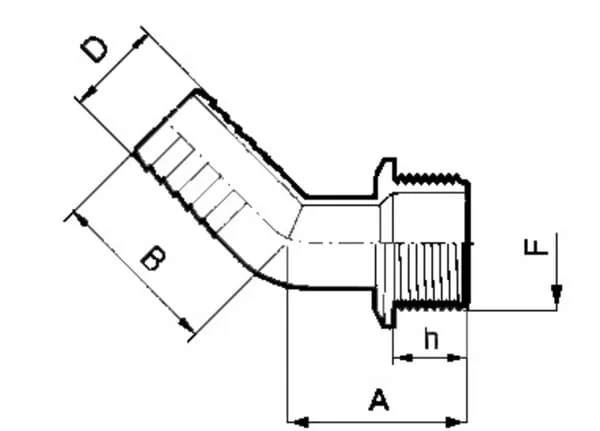 Arag - 114540 - Hose Tail 45° 40mm x 1 1/4" M