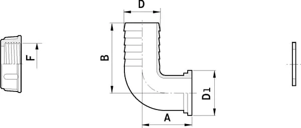 Arag - 115425 - Hose Tail 90° 25mm - 1"