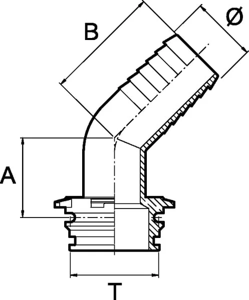 Arag - 1193750 - Hose Connector 45° 50 mm With External Connection T7
