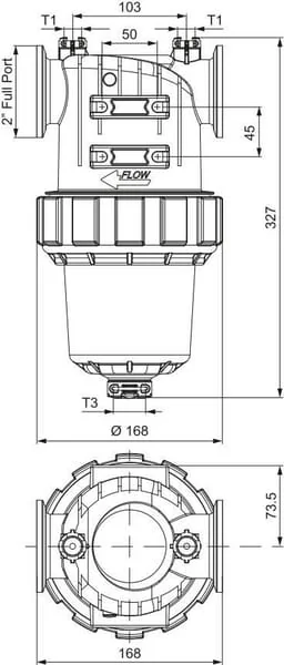 Arag - 33031735V - Pressure Filter 2"FP 500 l/min. 80 Mesh Viton, Outlet T3F