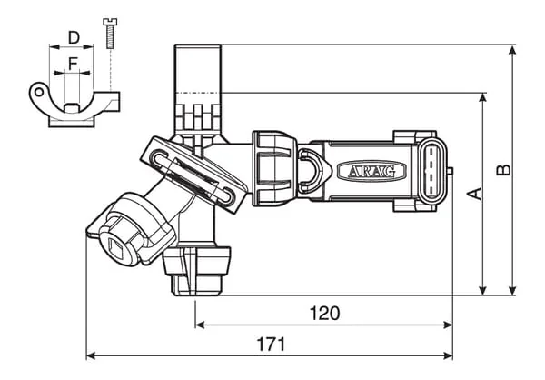 Arag - 4012T760 - Nozzle Holder 3-Way 1" Seletron