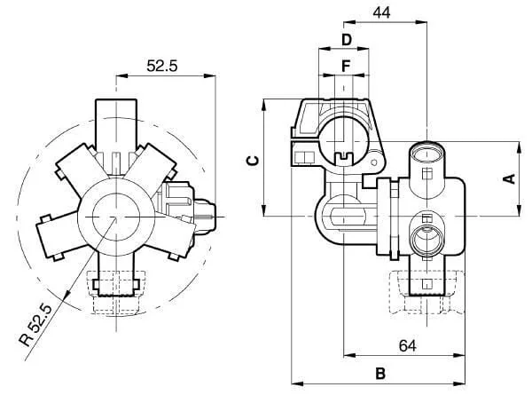 Arag - 4064227V - Nozzle Holder For 3 Nozzles Diameter 20 F7mm