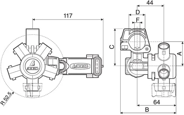 Arag - 4064T940 - Nozzle Holder 5-Way 1/2" Seletron