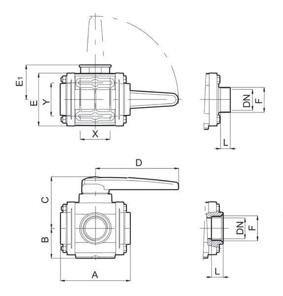 ARAG - 453014A44 - Ball Valve 3-Way 1\ 16bar"