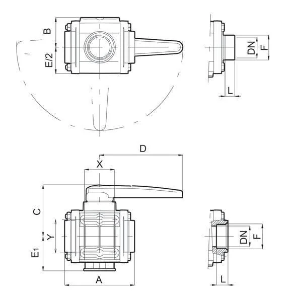 Arag - 453027A99 - Ball Valve 3-Way 3" PP L
