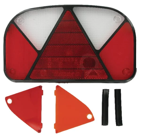 Aspöck - 188470007 - Light Lens, Red/Transparent/Amber, Rectangular LH/RH/Rear Aspöck