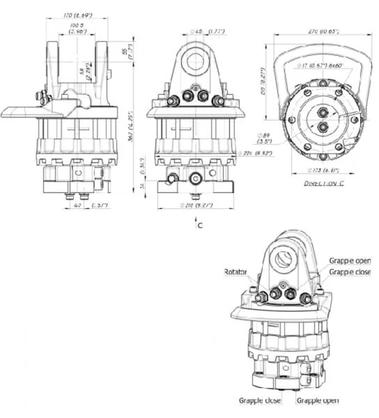 Baltrotors - GR12S - Baltrotors Rotator 120kN Flange 6x17mm Round