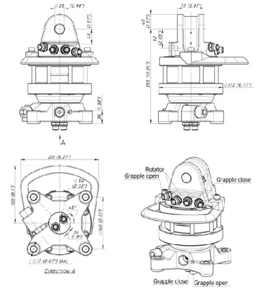 Baltrotors - GR465 - Baltrotors Rotator 45kN Flange 4x17mm Square