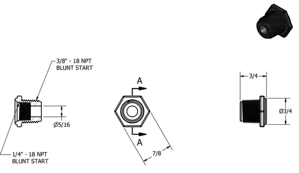 Banjo - RB038025 - Double Nipple M/F 3/8"x 1/4"