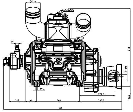 Battioni Pagani - KPSB550MA100 - Vakuumpumpe 540 U/min 15270 l/min mit Automatischer Schmierung und Ballast