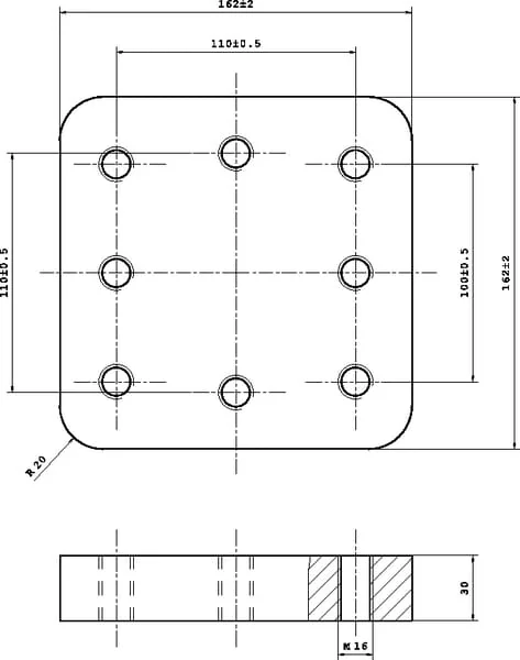 Bernhofer Gesenkschmiede - 80000616 - Weld On Mounting Plate 110x100mm 8x M16
