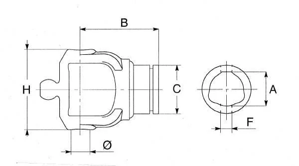 Bondioli Pavesi - 2150L6873 - Yoke, Profile Tube, 54mm, 8 Bondioli & Pavesi