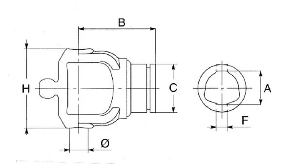 Bondioli Pavesi - 2150L6873 - Yoke, Profile Tube, 54mm, 8 Bondioli & Pavesi