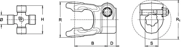 Bondioli Pavesi - 5090G3760 - Yoke, Clamp Bolt, 1-3/8"-21 Spline, s5/s6/g5/5 Bondioli & Pavesi