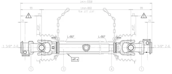 Bondioli Pavesi - 7G2N086CE007007 - PTO Shaft G2 L: 860mm Bondioli & Pavesi