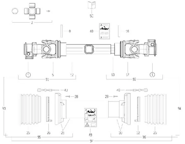Bondioli Pavesi - CS4N071CE007007 - PTO Shaft S4 L: 710mm, Bondioli & Pavesi