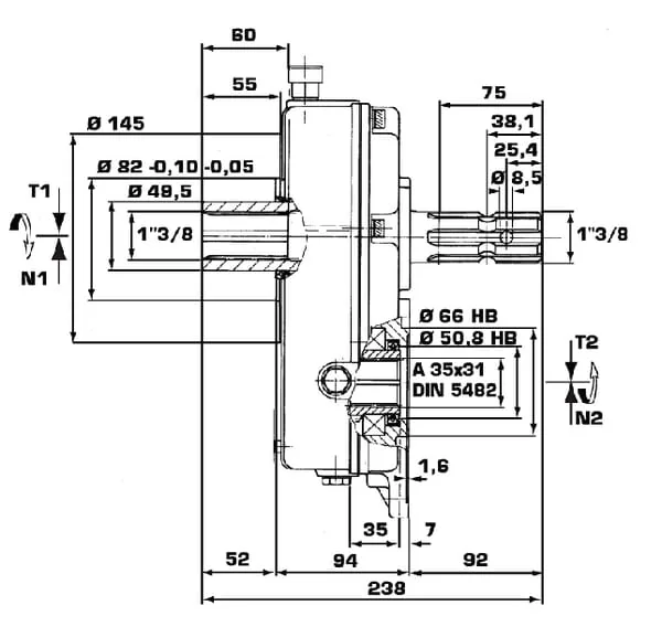 Borelli - GBF30ST810 - Gearbox 30-ST-8-1.0 (M-F/GR3)