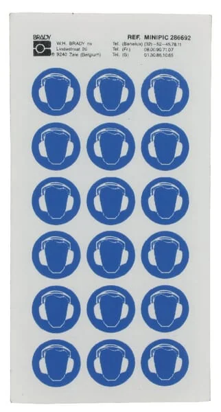 Brady - WB286692 - Sticker Mandatory Sign PPE Ear Protection Diameter 24mm Brady