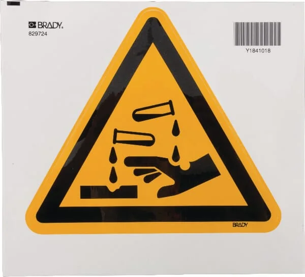 Brady - WB829724 - Sticker Warning Sign Corrosive 200x200mm Brady