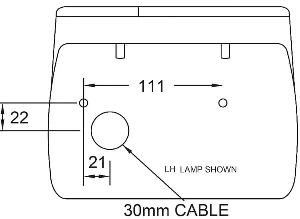 Britax - 83960375N - Rear Light RH Rectangular, 12/24V, Red/Amber, Bolt On, 200x85x85mm