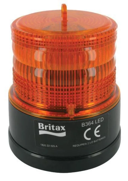 Britax - B36400BAT - Rotating Beacon LED, Amber, Magnetic, Diameter 108mm x 126mm, Battery, 20 LEDs
