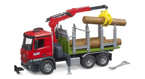 Bruder - U03669 - MB Arocs Timber Truck with Loading Crane, Grab, 3 Logs