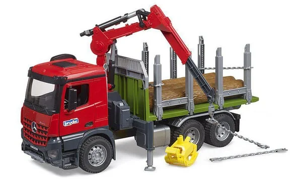 Bruder - U03669 - MB Arocs Timber Truck with Loading Crane, Grab, 3 Logs