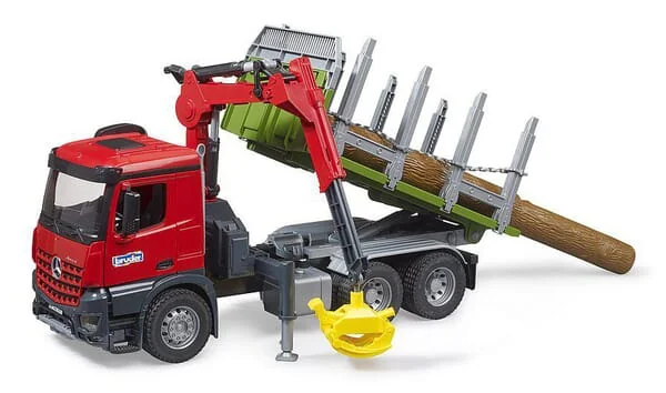 Bruder - U03669 - MB Arocs Timber Truck with Loading Crane, Grab, 3 Logs