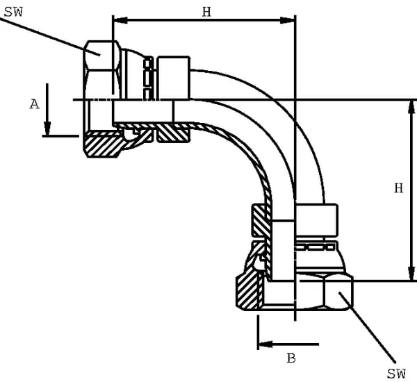 Burnett & Hillman - FF9008B - Swept Elbow F/F 1/2 BSP 90°