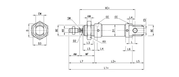 Camozzi - 24N2A20A050 - Camozzi Mini Cylinder Series 24