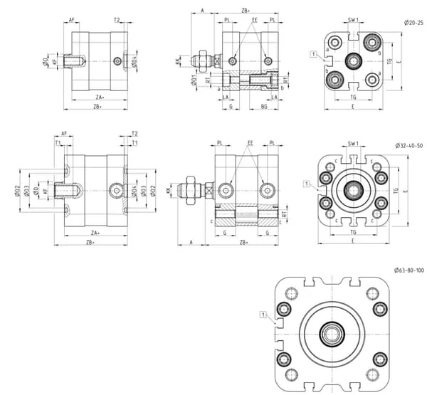 Camozzi - 32F2A032A050 - 32F2A032A050 Compact Cylin