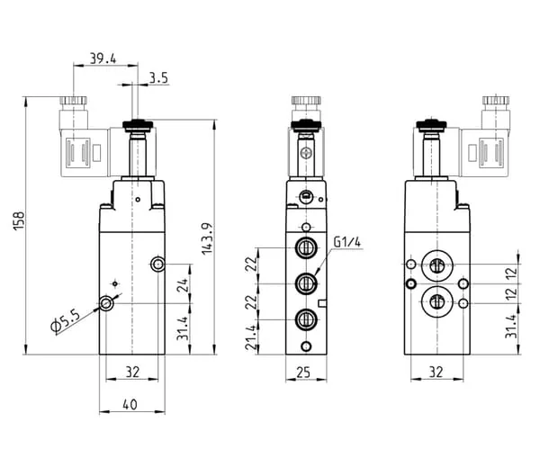Camozzi - NA34N1502 - Camozzi 3/2-Way Solenoid Valve