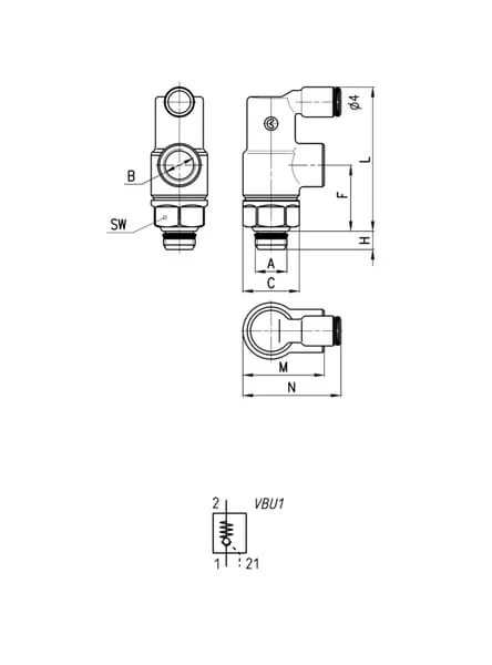 Camozzi - VBU12 - Camozzi Pilot-Operated Check Valve