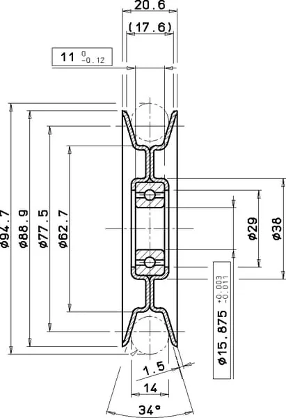 Castelgarden - 1256015550 - Pulley Ø88mm / Shaft Hole 16mm