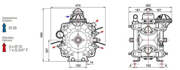 Comet - 60300051 - High-Pressure Piston Diaphragm Pump IDS 1400mm
