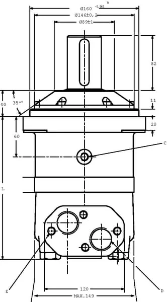 Danfoss - OMV800151B3114 - Orbit Motor, Shaft Diameter 60 Conical