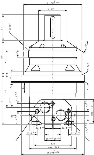 Danfoss - OMVW315151B3120 - Wheel Motor, Shaft Diameter 60 Tapered