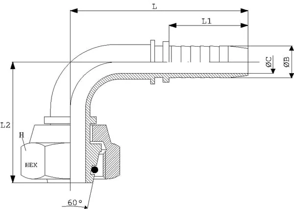 Dicsa - PGSO132490RVS - Dicsa Pillar DN13 - M24 x 1.5 - 16S - 90° Stainless Steel